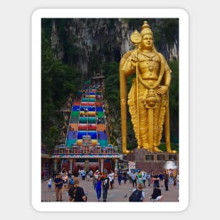 Lord Murugan and stairs at Batu Caves 3 Sticker